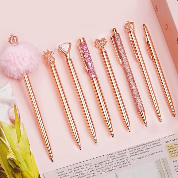 Other - 8Pcs Ballpoint Pens Set Metal Crystal Diamond Pen Glitter for Journaling Pen Bli